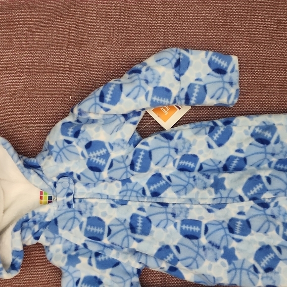 Healthtex Fleece Blue Football Footed Zip Up - Size 6-‎ 9 months - Picture 3 of 16